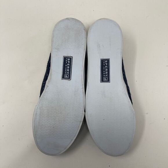 Sperry Womens Top Sider Lace Up Fashion Sneakers Eyelet Blue Deck Shoes US 7.5M - Picture 7 of 10